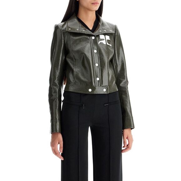 Chic Vinyl Short Jacket with Crinkled Finish - Picture 2 of 4